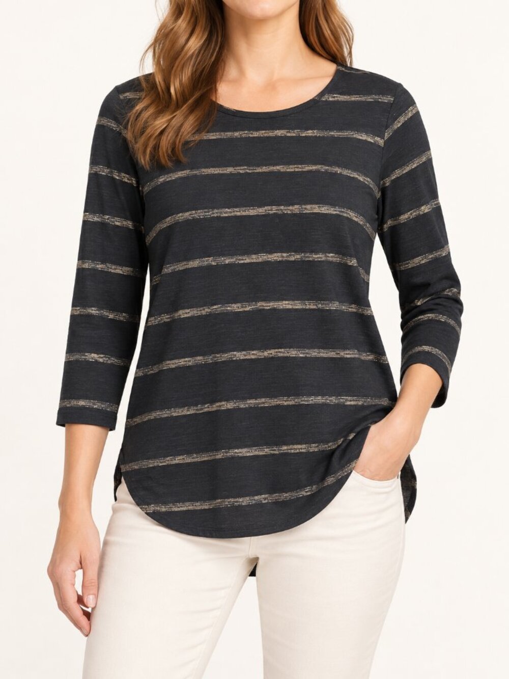 Tommy Bahama Black Gold Striped High Low Top Women’s Large